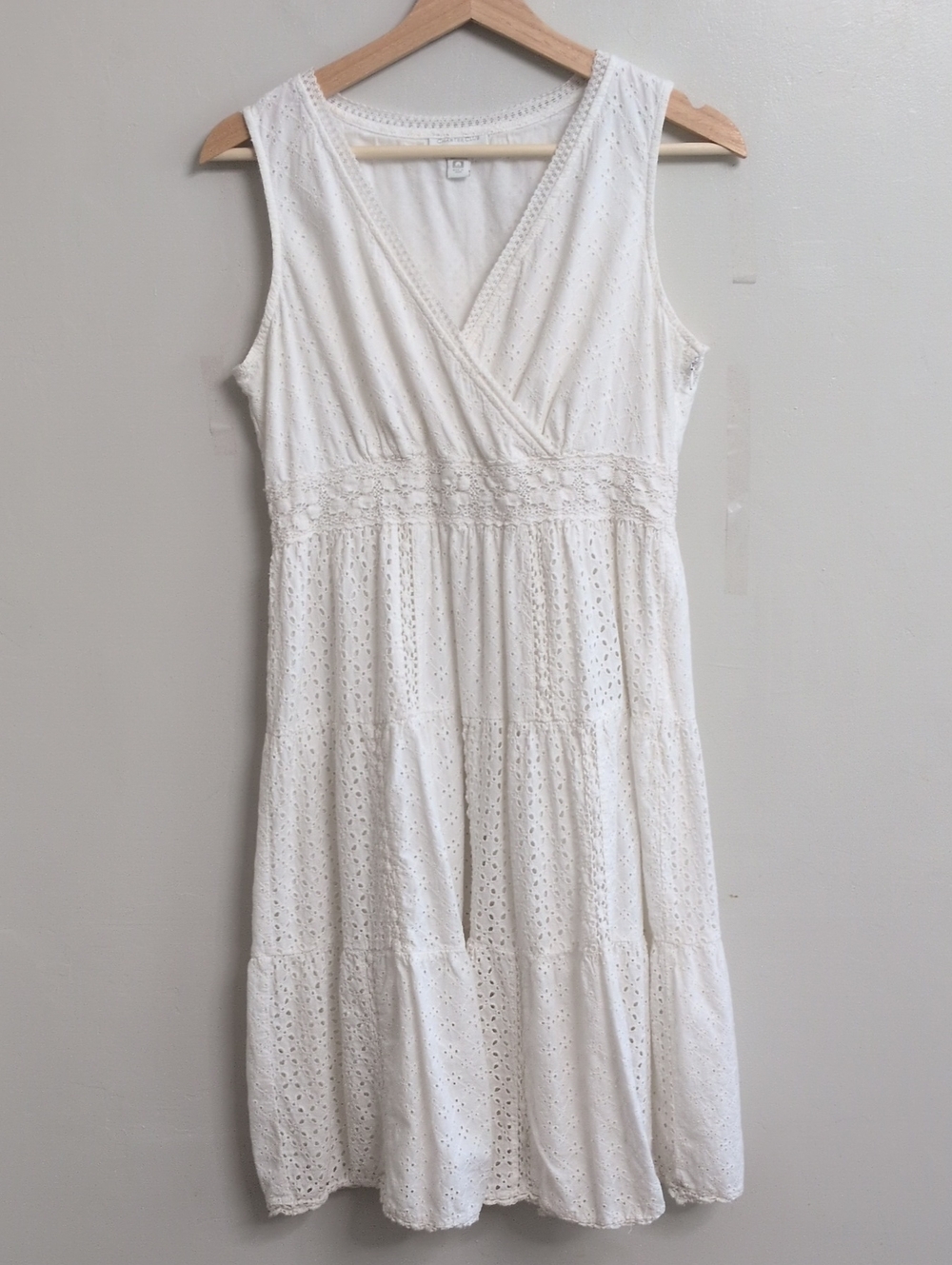 Charter Club White Eyelet Faux Wrap Dress